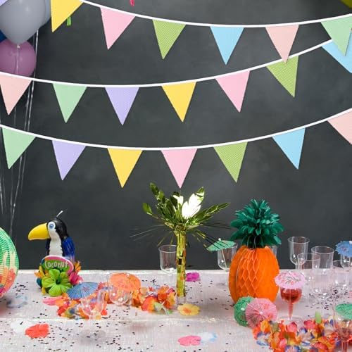 Pastel Macaron Polka Dot Pennant Banner, 32ft Cotton Triangle Bunting - Image 5