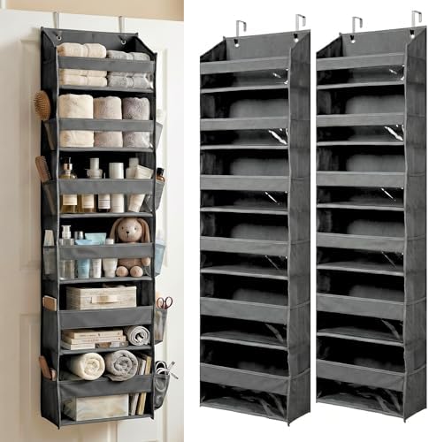 HOMELUX THEORY Over the Door Organizer, 100D Fabric, Dark Gray 2pc by HomeluxTheory