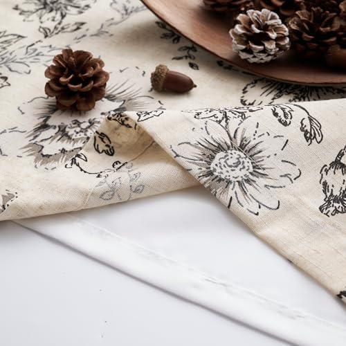 jinchan Black Floral Linen Valance Curtain Lined 16 Inch Rod Pocket 1 Panel - Image 7