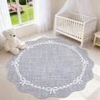 GarveeHome 5ft Round Rugs Washable Scalloped Bow Rug by GarveeHome