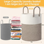 Large Woven Laundry Basket Hamper, 100L Cotton Rope Storage Bin - Image 2