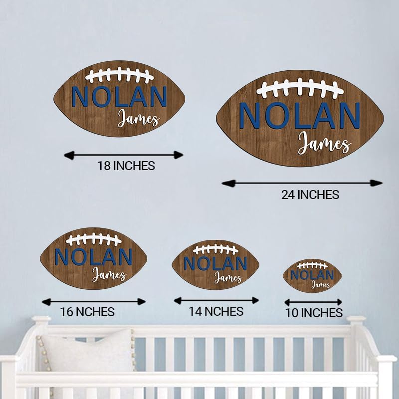 Personalized Football Name Sign, Wooden Name Sign, Football Nursery Decor - Image 3