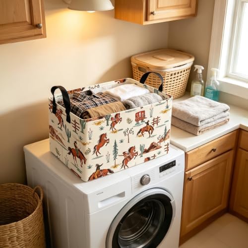 Western Cowboy Fabric Rectangular Nursery Storage Bin - Image 6
