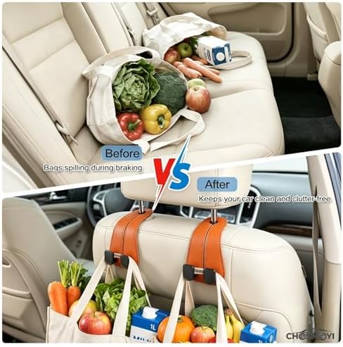 2 Pack Car Seat Hooks, Leather Car Seat Back Hanger - Image 4