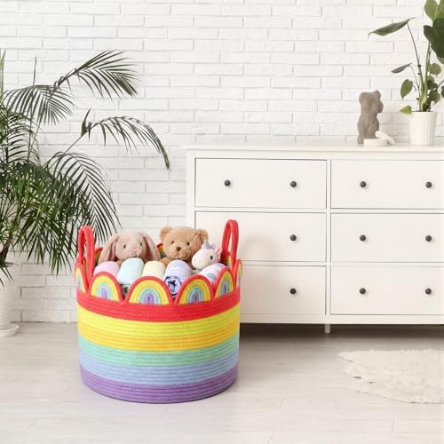 LemonRoad Round Woven Basket Bright Rainbow - Image 6