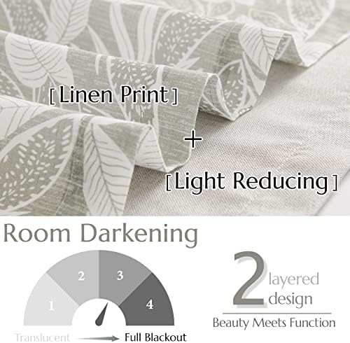 Vangao Floral Valances for Windows Leaf Grey W50 X 16L 1 Panel - Image 3