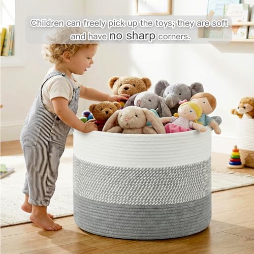 Artfeel 100L Large Cotton Rope Basket, Decorative Woven Blanket Storage - Image 2