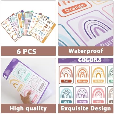 Educational Placemats Set of 6 Boho Kid Plastic Table Mat 17×13×0.04in - Image 5