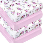 Moonsea Crib Sheets for Girls 4 Pack, Fitted Crib Sheets by Moonsea