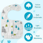 Zainpe 6Pcs Snap Muslin Cotton Baby Bibs Bear Fox Infants Drooling Bib Soft - Image 3