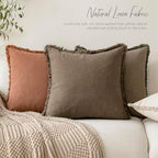 Foindtower Decorative Linen Fringe Throw Pillow Covers 22×22 Light Brown - Image 5
