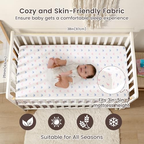 david's kids 3 Pack Mini Crib Sheets, Soft Breathable Premium Pack N Play Sheets - Image 3