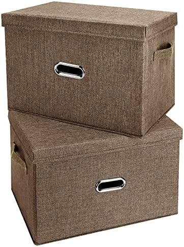 Large Linen Fabric Foldable Storage Bins by Unknown