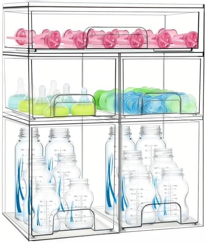 Baby Bottle Organizer 5 Pack Baby Bottle Storage Organizer Clear Bottles by Gifhomfix