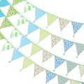 G2PLUS 10.8Ft Cotton Triangle Bunting Banner – 12pcs Blue and Green Floral by G2PLUS