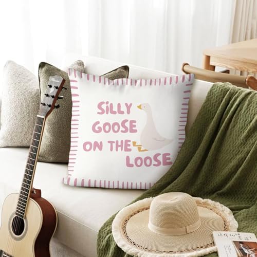 Pretty Pink Silly Goose Pillow Cover Toddler Girl Bedroom Decor - Image 3