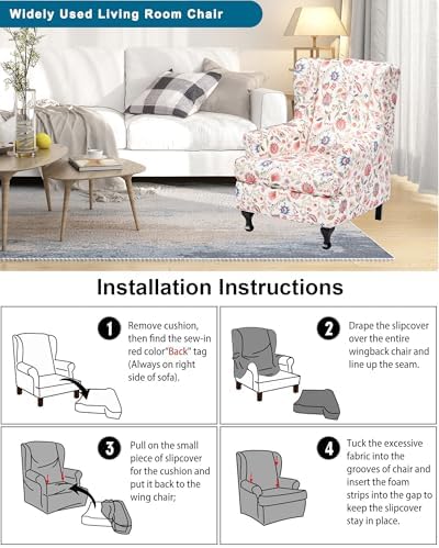 CRFATOP Wingback Chair Covers Wing Armchair Slipcovers - Image 6