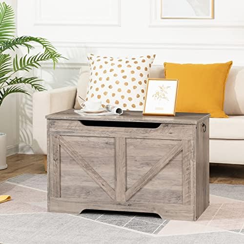 HOOBRO Storage Bench, 29.5” Retro Wooden Storage Chest - Image 4