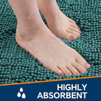 Chenille Bathroom Runner Rug 17"x47" Teal, Plush Bath Mat - Image 4