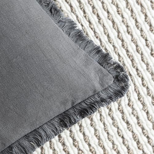 Foindtower Decorative Linen Fringe Lumbar Throw Pillow Covers Cozy Boho - Image 3