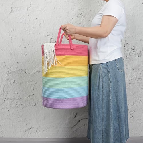 Woven Cotton Rope Laundry Basket - Image 3