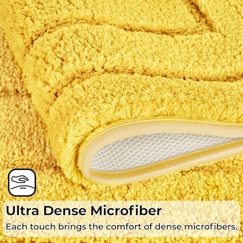 GRANNY SAYS Yellow U Shaped Toilet Rug 20" x 24", Non-Slip Bath Mat - Image 4