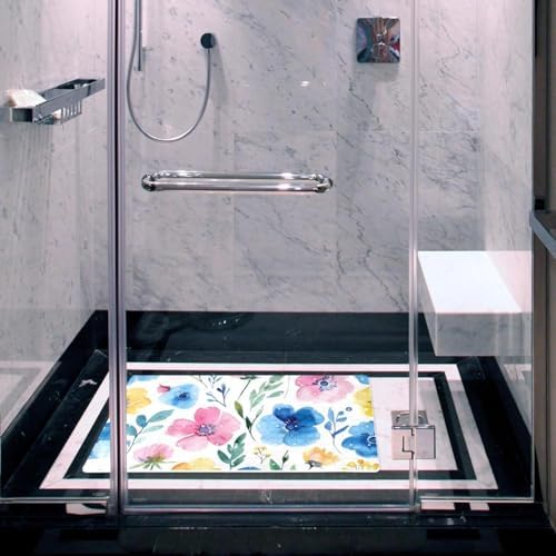 Shower Mat Non Slip, Florals Watercolor Anti Slip Bath Mat - Image 6