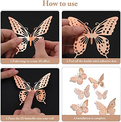 SAOROPEB 3D Butterfly Wall Decor, Removable Metallic Wall Sticker Room Mural - Image 6