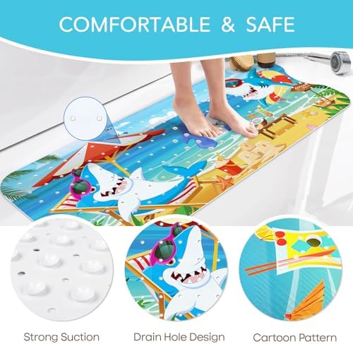 SHUCHING Kids Bath Mat for Tub Non Slip-40 X 16 Inch, Bathtub Mat Non Slip for - Image 5