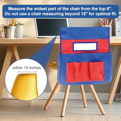 4 Pack Chair Pockets for Classrooms, 17.2"x19" Seat Sacks for Classroom Chairs - Image 5