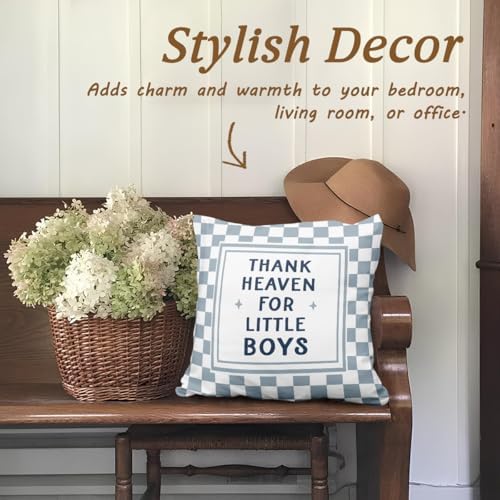 Blue Thank Heaven for Little Boys Pillow Covers 18x18 Boy Nursery Decor - Image 5