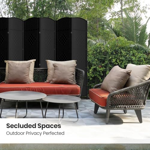 6 Panel Folding Room Divider, Woven Privacy Screen - Image 5