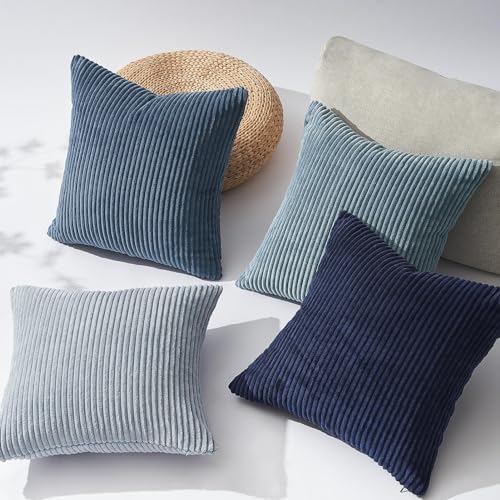 Topfinel Decorative Throw Pillow Covers Dusty Blue Navy Series 18x18 Inch Set - Image 4