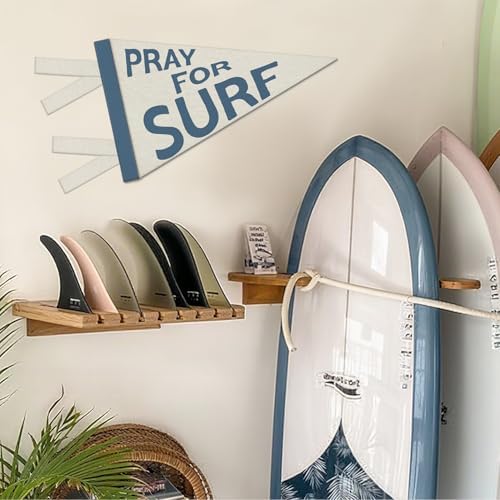 Coastal Room Decor, Pray for Surf Pennant Felt Banners Flags, 7.4x14.17 Inch - Image 3
