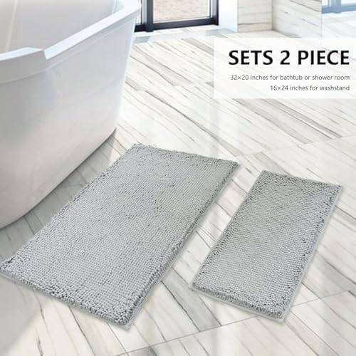 BOANKODU Bathroom Rugs Sets 2 Piece, Extra Soft Chenille Bath Mat Absorbent - Image 2