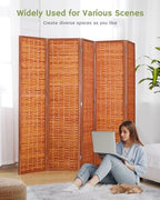 JOSTYLE Bamboo Room Divider, 5-Panel Folding Privacy Screen - Image 4