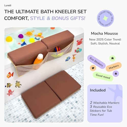 Baby Bath Kneeler and Elbow Rest Pad Set, Mocha Mousse, 1.8 Inch Memory Foam - Image 3