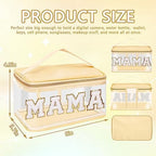 Iqimott Preppy Clear Makeup Bag Mama Pouch, Chenille Letter Cosmetic Bag - Image 2