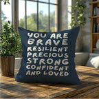 You Are Affirmation Navy Blue Pillow Cover 18x18, Nursery Inspirational - Image 5