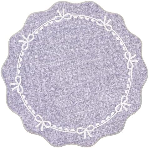 GarveeHome 5ft Round Rugs Washable Scalloped Bow Rug - Image 4