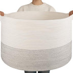 OIAHOMY 90L Large Blanket Basket Living Room Laundry Basket Black & White by MasterofSpaceOptimization