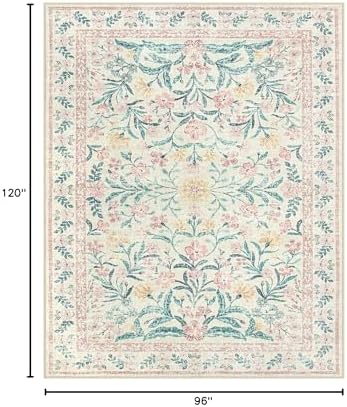 Lahome Area Rugs 8x10 for Living Room, Boho Pink Washable Dorm Bedroom Rug - Image 2
