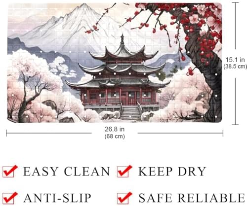 Shower Mat Non Slip 26.8 x 15.1 Inches, Mountain Temple Plum Blossom Bathtub - Image 4