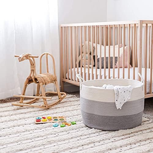 OrganiHaus Round Toy Basket & Blanket Basket, Cotton Rope 20x13" - Image 4