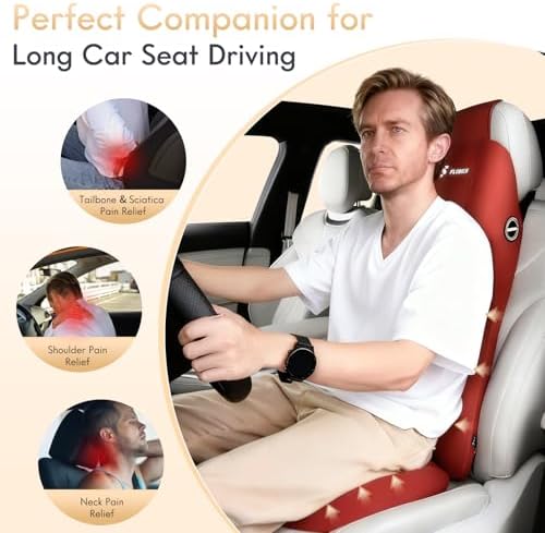 FLORICH Memory Foam Car Seat Cushion and Integrated Neck Pillow Lumbar Support - Image 4