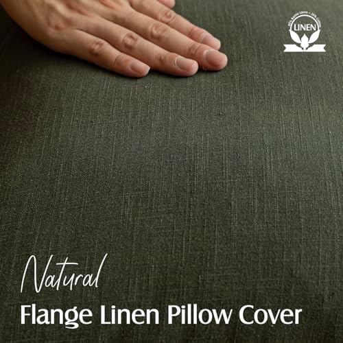 Foindtower Linen Solid Decorative Throw Pillow Cover 24x24 Inch Dark Green - Image 2