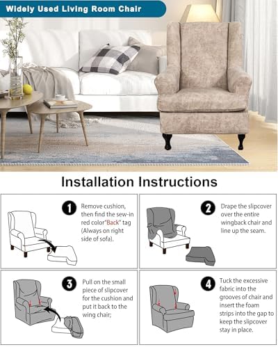 CRFATOP Wingback Chair Covers Stretch Armchair Slipcovers - Image 6