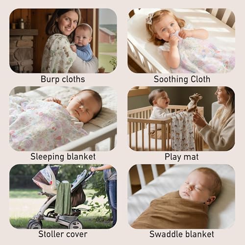 GLLQUEN BABY Muslin Swaddle Blankets 2Pk Receiving Blanket Large 35" x 40" - Image 6
