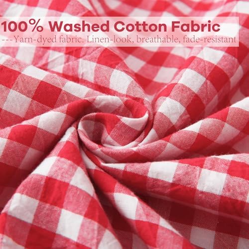 2 Pack Red White Gingham Ruffle Throw Pillow Covers 22''x22'' - Image 6