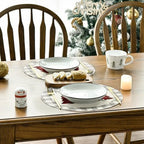 Artoid Mode Watercolor Grey Buffalo Plaid Christmas Trees Round Placemats Set - Image 4